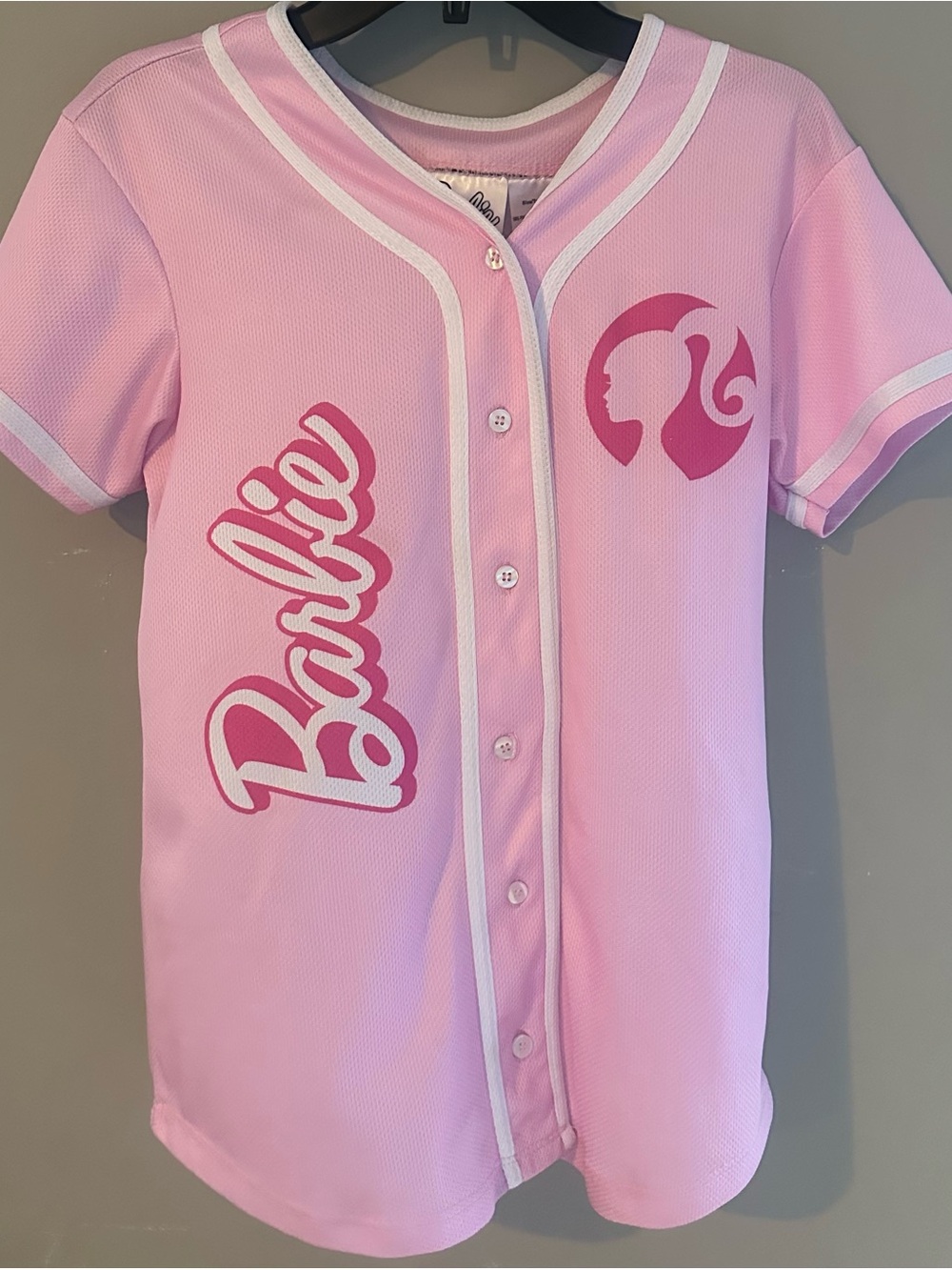 Barbie Pink Baseball-Style Button Front Top - Picture 2 of 4